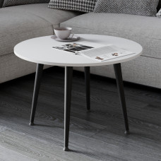 Журнальний круглий стіл OPTIMA 2 ніжки конусні Ferrum-decor 450x670x670 Чорний метал ДСП Білий 16 мм (FRD-107472)