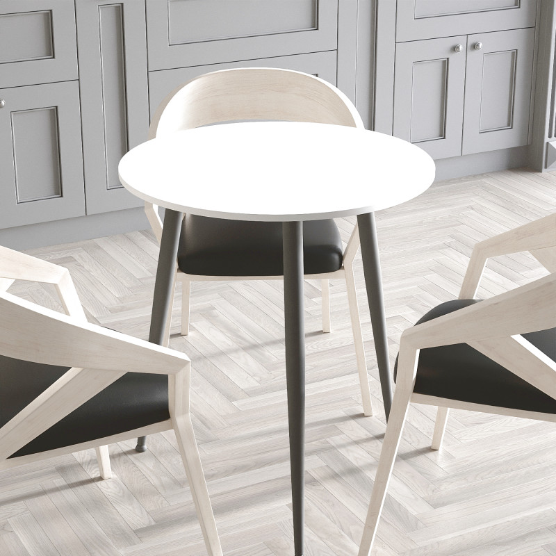 Круглий стіл OPTIMA 3 ніжки конусні Ferrum-decor 750x670x670 Чорний метал ДСП Білий 16 мм (FRD-107442)