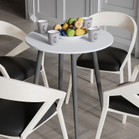 Стол круглый OPTIMA 4 ноги на конус Ferrum-decor 750x670x670 Черный металл ДСП Белый 16 мм (FRD-107452)