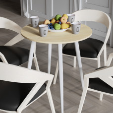 Круглий стіл OPTIMA 4 ніжки конусні Ferrum-decor 750x670x670 Білий метал ДСП Дуб Кремона Торро 16 мм (FRD-107572)