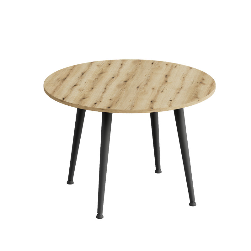 Стол журнальный круглый OPTIMA 2 ноги на конус Ferrum-decor 450x670x670 Черный металл ДСП Дуб Евок Прибрежный 16 мм (FRD-107552)