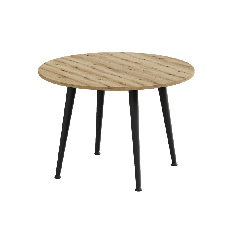 Стол журнальный круглый OPTIMA 2 ноги на конус Ferrum-decor 450x670x670 Черный металл ДСП Дуб Евок Прибрежный 16 мм (FRD-107552)