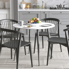 Круглий стіл OPTIMA 5 ніжки конусні Ferrum-decor 750x900x900 Чорний метал ДСП Білий 16 мм (FRD-107482)