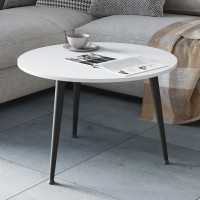 Стол журнальный круглый OPTIMA 1 ноги на конус Ferrum-decor 450x670x670 Черный металл ДСП Белый 16 мм (FRD-107462)