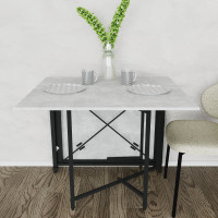 Стол обеденный трансформер книжка Орион Pro Ferrum-decor 75x152x90 Черный металл ДСП Бетон 16 мм (FRD-107402)