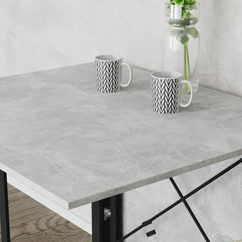 Обідній стіл трансформер книжка Оріон Pro Ferrum-decor 75x152x90 Чорний метал ДСП Бетон 16 мм (FRD-107402)