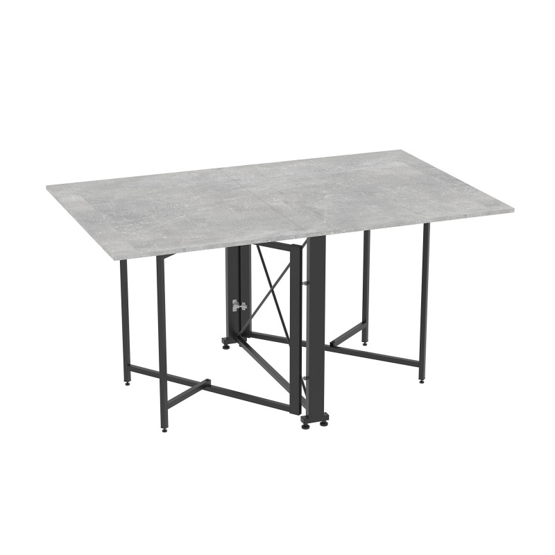 Обідній стіл трансформер книжка Оріон Pro Ferrum-decor 75x152x90 Чорний метал ДСП Бетон 16 мм (FRD-107402)