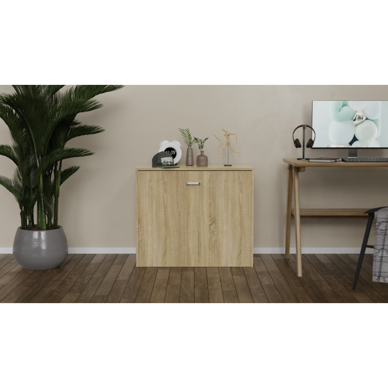 Ліжко трансформер тумба ASCET 2 Ferrum-decor 650x2000x700 Чорний метал ДСП Дуб Сонома 16 мм (FRD-107332)