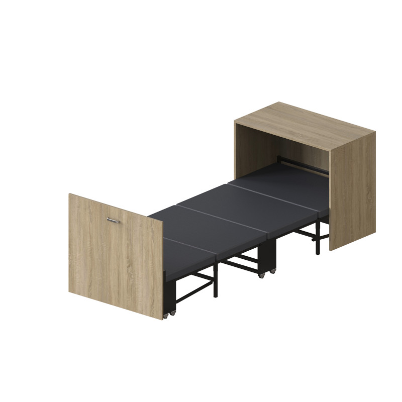 Ліжко трансформер тумба ASCET 2 Ferrum-decor 650x2000x700 Чорний метал ДСП Дуб Сонома 16 мм (FRD-107332)