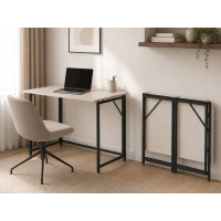 Стол трансформер раскладной Слай Ferrum-decor 75x100x60 Черный металл ДСП Кашемир 16 мм (FRD-107822)