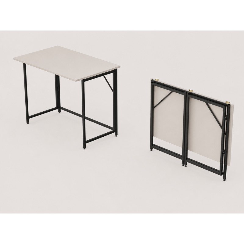 Стіл-трансформер розкладний Слай Ferrum-decor 75x100x60 Чорний метал ДСП Кашемір 16 мм (FRD-107822)