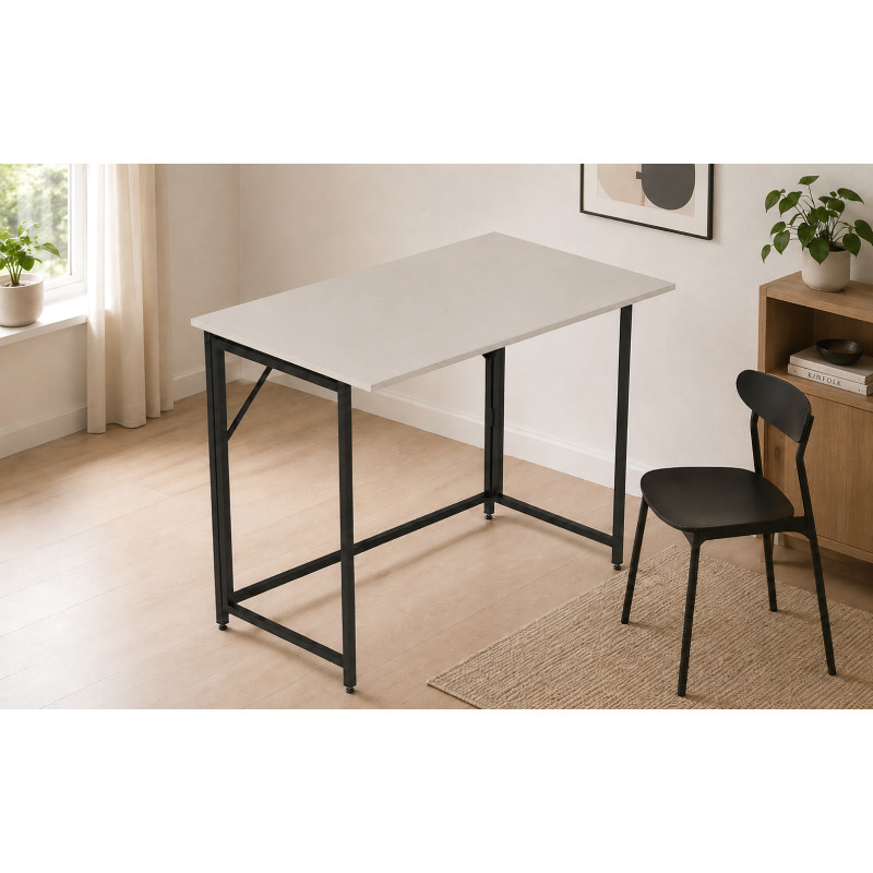 Стіл-трансформер розкладний Слай Ferrum-decor 75x100x60 Чорний метал ДСП Кашемір 16 мм (FRD-107822)