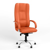 Кресло офисное поворотное Новый Стиль STAR STEEL CHROME (COMFORT) ECO-72 (Оранжевый) (NWS-126809)