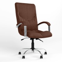 Крісло офісне поворотне Новий Стиль GERMES STEEL LB CHROME (ANYFIX+COMFORT) P ECO-21 (Темно-коричневий) (NWS-126104)