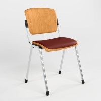 Стул офисный Новый Стиль ERA WOOD CHROME PLUS COMBI V-25 (Темно-красный) M (NWS-127541)