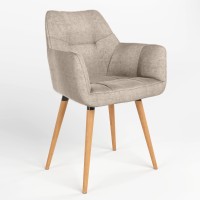 Обідній стілець Новий Стиль DASTER WOOD BLACK (BOX-1) LN PL-02 (Бежевий) (NWS-121246)