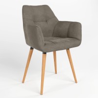 Обідній стілець Новий Стиль DASTER WOOD BLACK (BOX-1) LN PUMA-02 (Сіро-бежевий) (NWS-121256)