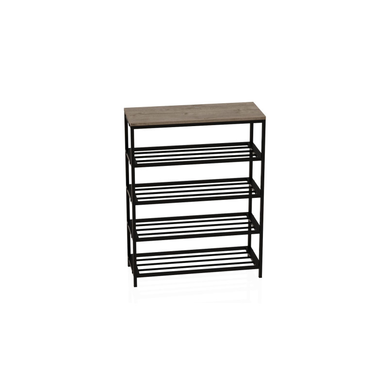 Полиця для взуття Слайм 4 Ferrum-decor 820x630x260 Чорний метал ДСП Дуб Сан-Маріно 16 мм (FRD-106839)