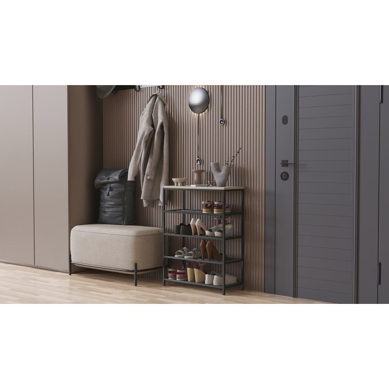 Полиця для взуття Слайм 4 Ferrum-decor 820x630x260 Чорний метал ДСП Дуб Сан-Маріно 16 мм (FRD-106839)