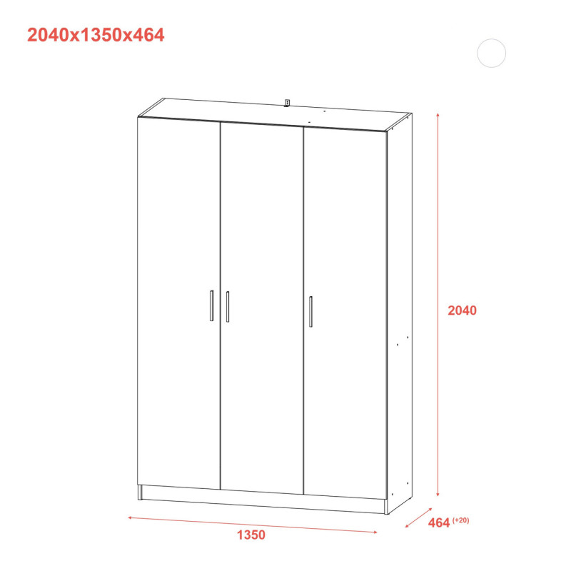 Шафа розпашна для одягу Doros Промо 135х48х204 см Сірий (DRS-011626)