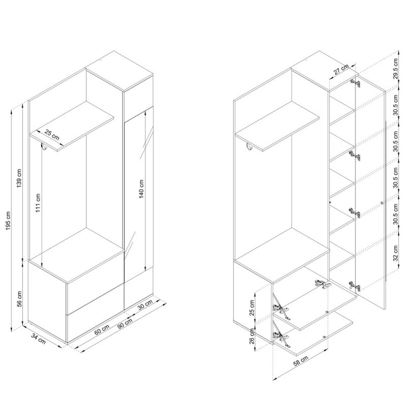 Передпокій Perfect Home Green 195x90x34 Білий (PFH-091310)
