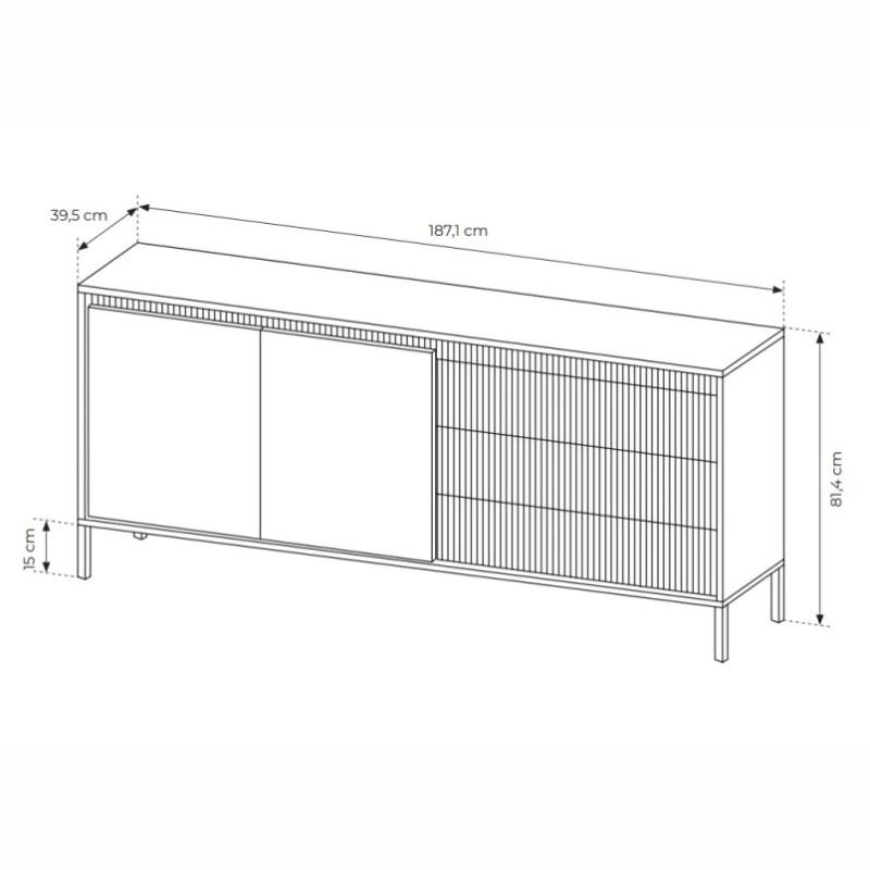 Комод з телескопічними напрямними Perfect Home Senso 2D3S/153 153,5x81,4x39,5 Бежевий (PFH-091107)