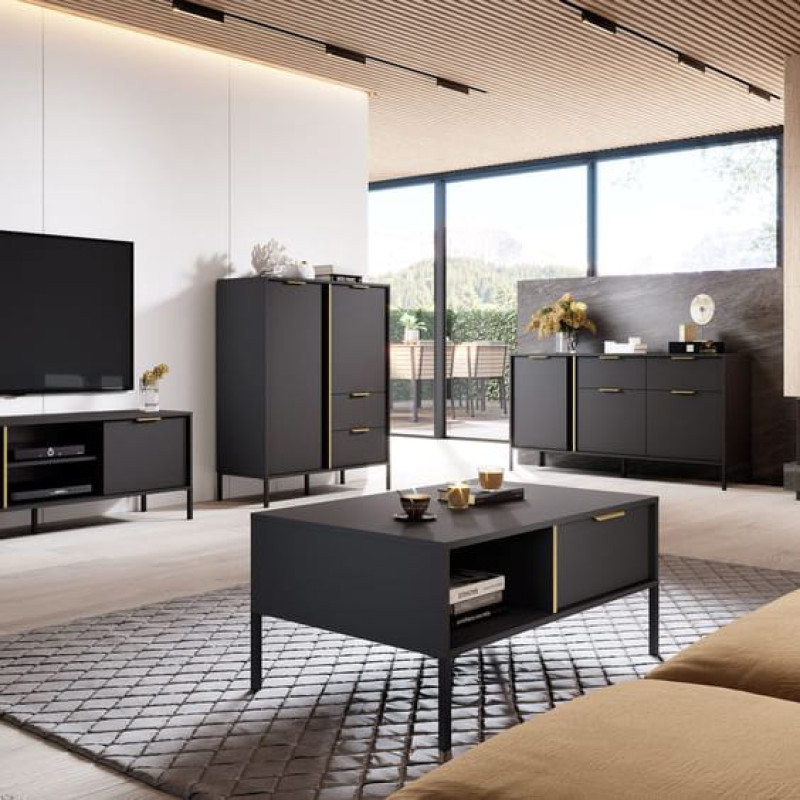 Комод з телескопічними напрямними Perfect Home Clars 3D2S/153 153,1x81,4x39,5 Антрацит (PFH-091021)