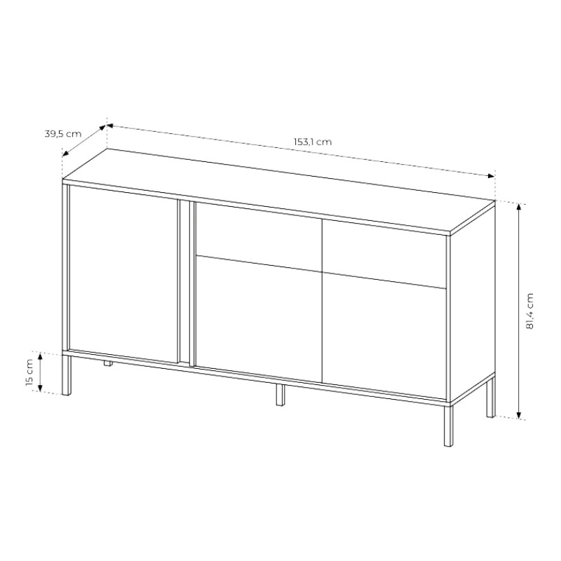 Комод з телескопічними напрямними Perfect Home Clars 3D2S/153 153,1x81,4x39,5 Антрацит (PFH-091021)