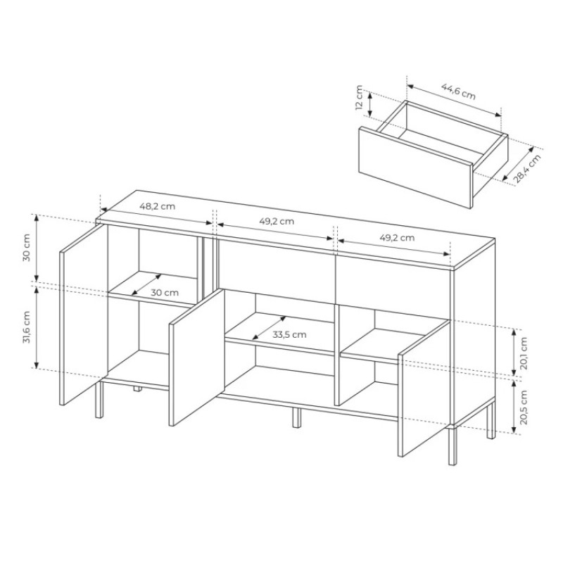Комод з телескопічними напрямними Perfect Home Clars 3D2S/153 153,1x81,4x39,5 Антрацит (PFH-091021)