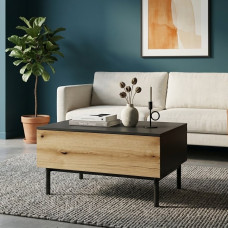 Журнальний стіл з телескопічними напрямними Perfect Home Lang 1S 80,1х60,1х48,4 Чорний/Дуб евок (PFH-091147)