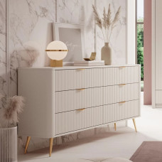 Комод з телескопічними напрямними Perfect Home Lante 6S/163 163,2x81,2x38 Бежевий (золоті ніжки) (PFH-091105)