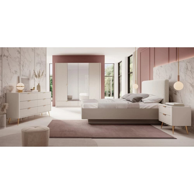 Комод з телескопічними напрямними Perfect Home Lante 6S/163 163,2x81,2x38 Бежевий (золоті ніжки) (PFH-091105)