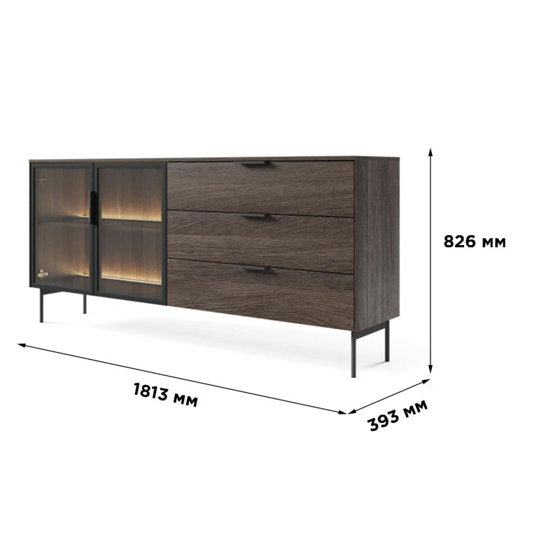 Комод з телескопічними напрямними Perfect Home Lumi 2D3S/181 181,3x61,6x39,3 Дуб дунін (PFH-091385)