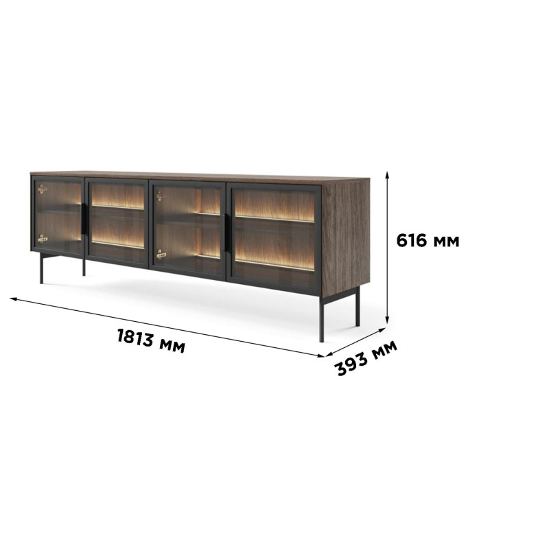 Тумба під телевізор Perfect Home Lumi 4D/181 181,3х82,6х39,3 Дуб дунін (PFH-091388)