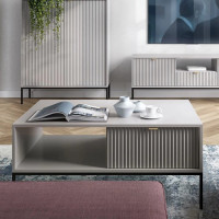 Журнальний стіл з телескопічними напрямними Perfect Home Nova L104 1S 104x68x46 Сірий (чорні ніжки) (PFH-091250)