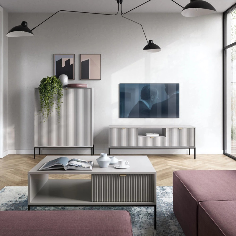 Журнальний стіл з телескопічними напрямними Perfect Home Nova L104 1S 104x68x46 Сірий (чорні ніжки) (PFH-091250)
