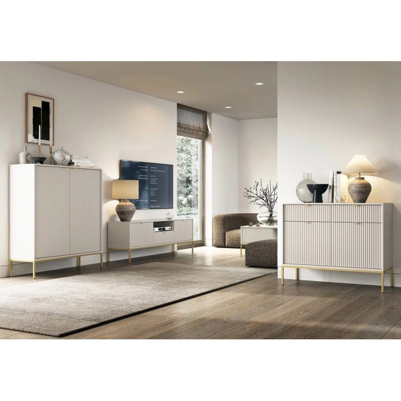 Комод з телескопічними напрямними Perfect Home Nova KSZ104 2D2S 104x63x39 Кашемір (золоті ніжки) (PFH-091223)