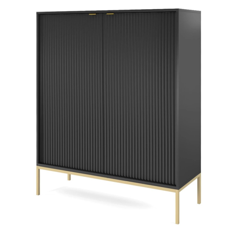 Комод високий Perfect Home Nova K104 2D 104x125x39 Чорний (золоті ніжки) (PFH-091239)