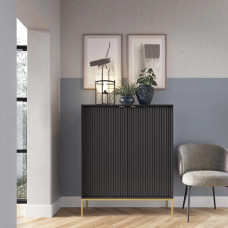Комод високий Perfect Home Nova K104 2D 104x125x39 Чорний (золоті ніжки) (PFH-091239)