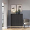 Комод високий Perfect Home Nova K104 2D 104x125x39 Чорний (золоті ніжки) (PFH-091239)