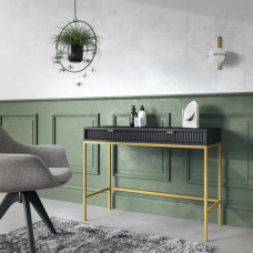 Туалетний столик з телескопічними напрямними Perfect Home Nova T104 104x77x50 см Чорний (золоті ніжки) (PFH-091265)