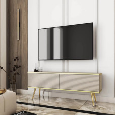 Тумба під телевізор Perfect Home Oro RTV135 MDF 2D 135х53х32 Бежевий (золоті ніжки) (PFH-091331)