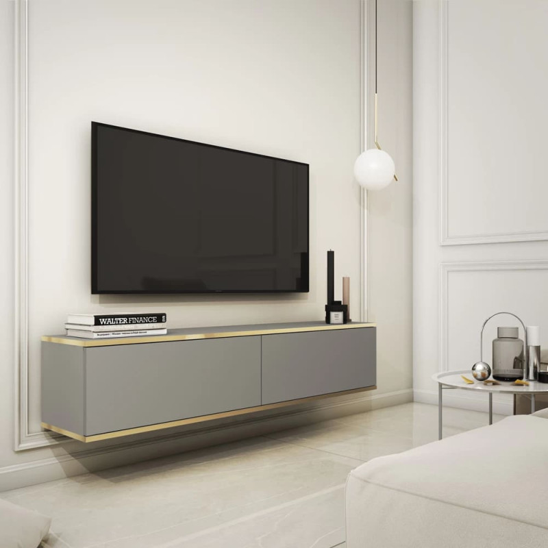 Тумба під телевізор навісна Perfect Home Oro RTV135 2D 135х30х32 Сірий (PFH-091350)