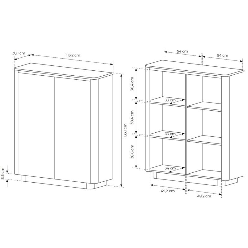 Комод високий Perfect Home Torro 2D/113 113,2x133,1x38,1 Дуб кремона/Чорний (PFH-091414)