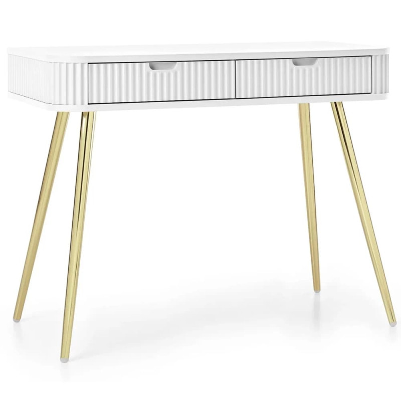 Туалетний столик з телескопічними напрямними Perfect Home Zova T103 103x80x49 см Білий (золоті ніжки) (PFH-091299)