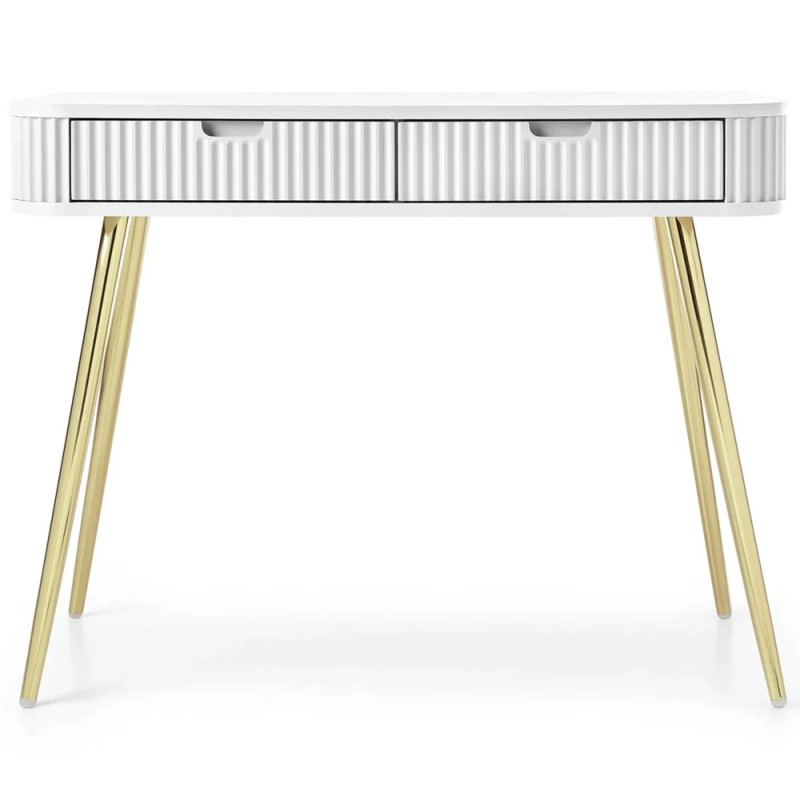 Туалетний столик з телескопічними напрямними Perfect Home Zova T103 103x80x49 см Білий (золоті ніжки) (PFH-091299)