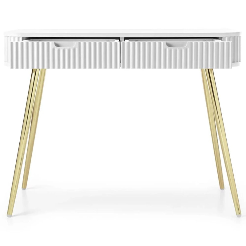 Туалетний столик з телескопічними напрямними Perfect Home Zova T103 103x80x49 см Білий (золоті ніжки) (PFH-091299)