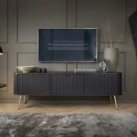Тумба під телевізор Perfect Home Zova RTV168 168х56х39 Чорний (золоті ніжки) (PFH-091369)