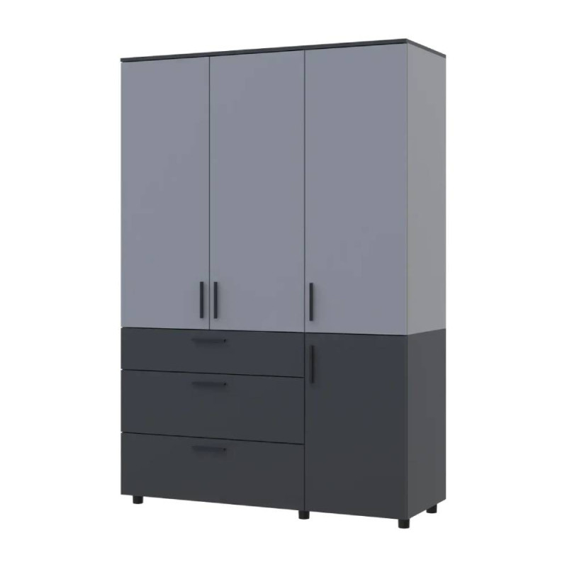Шафа для одягу Doros Торн Антрацит/Сірий 3 ДСП/3Ш (полиці) 135х51.6х200 (DRS-012036)