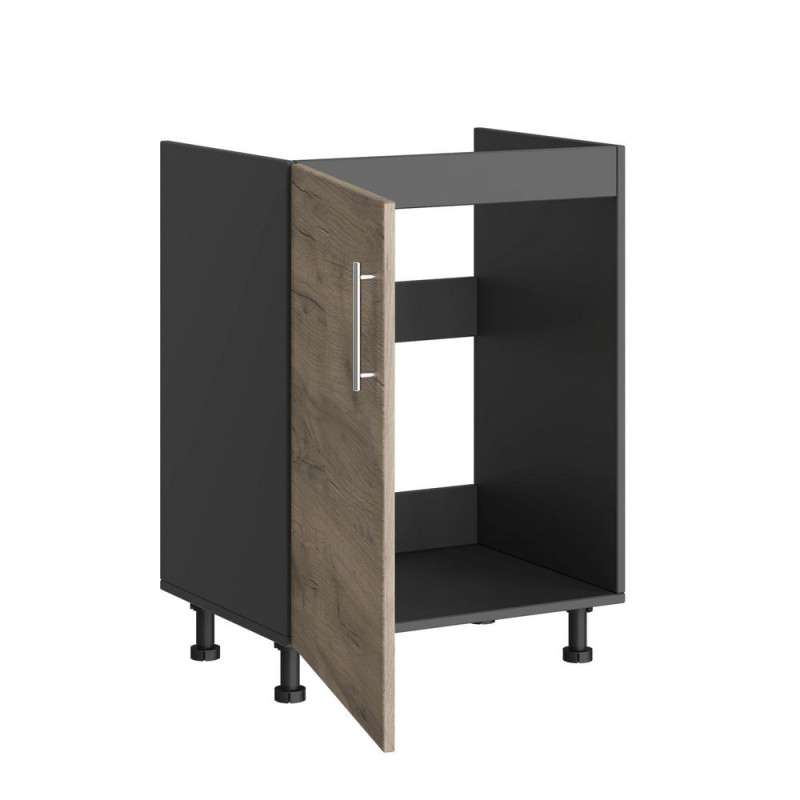 Кухонний модуль під мийку Оптіма Низ Н79-600 Антрацит/Дуб крафт сірий (без стільниці) 600х461х820 мм (EVR-074041)
